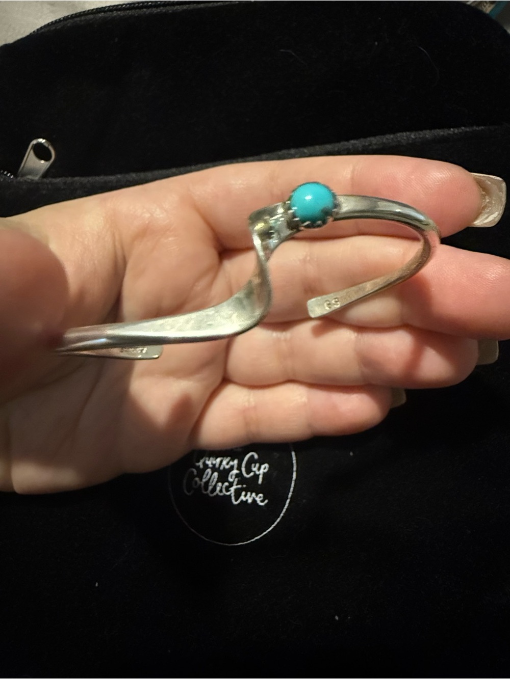Native made silver and turquoise cuff